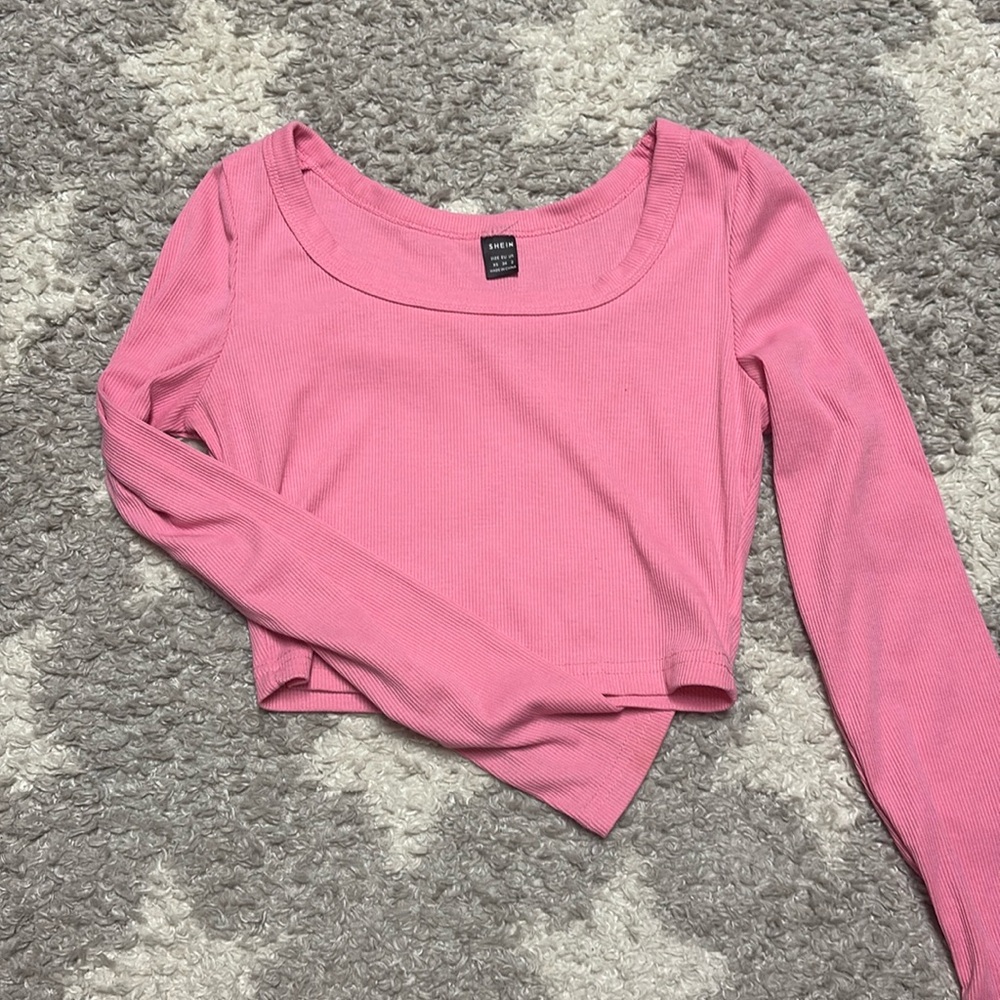 Pink SHEIN Cropped Long Sleeve